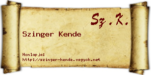 Szinger Kende névjegykártya